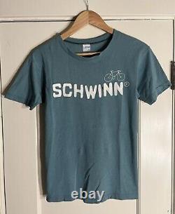 RARE 1970s Champion Blue Bar Schwinn Bicycles Tshirt Faded Green Distressed