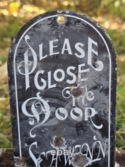 RARE VINTAGE SCHWINN BICYCLE METAL PORCELAIN DOOR PUSH 12x4