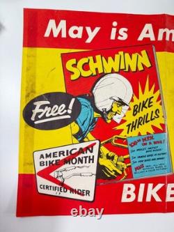 RARE vtg 1958 Schwinn Bike Thrills Advertising Store Display paper banner sign