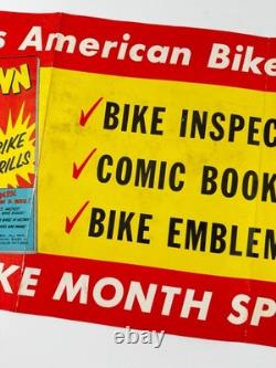 RARE vtg 1958 Schwinn Bike Thrills Advertising Store Display paper banner sign