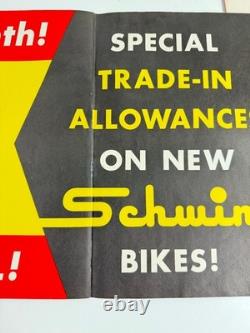 RARE vtg 1958 Schwinn Bike Thrills Advertising Store Display paper banner sign RARE vtg 1958 Schwinn Bike Thrills Advertising Store Display paper banner sign