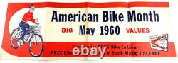 RARE vtg 1960 Schwinn American Bike Month advertising store display banner sign
