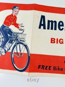 RARE vtg 1960 Schwinn American Bike Month advertising store display banner sign