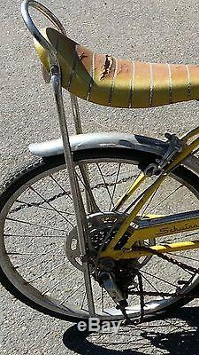 Rare 1970's Vintage Yellow Schwinn Stingray Fastback Bicycle Complete