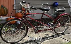 Rare Old 1959 Red SCHWINN TOWN & COUNTRY Tandem Bicycle So Clean! 100% Complete