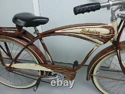 Rare Original 1950 Schwinn Deluxe B6 Autocycle Tank Bicycle - Phantom, Jaguar