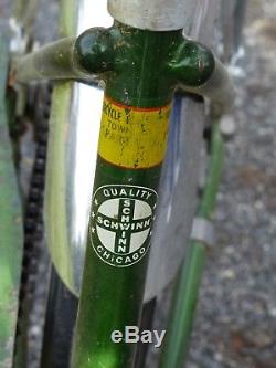 Rare Schwinn Vintage Mini-Tandem Bike Green for Kids 1968 Banana Seats