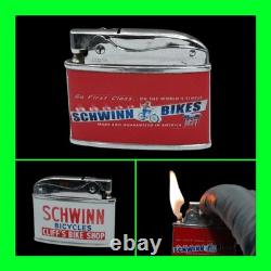 Rare Vintage 1950's Schwinn Bicycle's Flat Ad Cigarette Lighter Working Cond