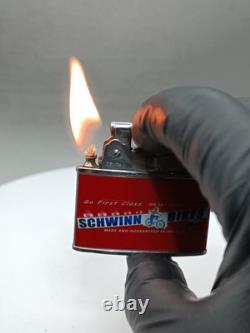 Rare Vintage 1950's Schwinn Bicycle's Flat Ad Cigarette Lighter Working Cond