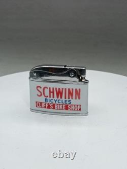 Rare Vintage 1950's Schwinn Bicycle's Flat Ad Cigarette Lighter Working Cond