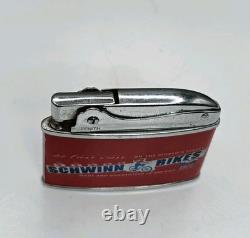 Rare Vintage 1950's Schwinn Bicycle's Flat Ad Cigarette Lighter Working Cond