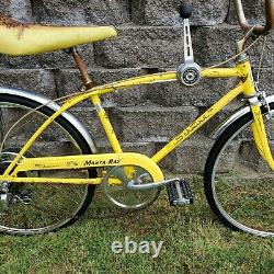 Rare Vintage 1972 Schwinn Manta Ray 5 Speed 24 Bicycle Disc Yellow USA