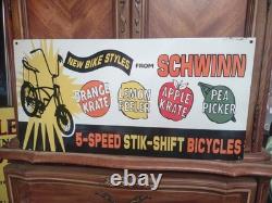 Rare Vintage Large Schwinn Bicycle Advertising 30'' Porcelain Sign