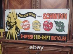 Rare Vintage Large Schwinn Bicycle Advertising 30'' Porcelain Sign