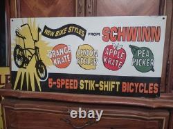 Rare Vintage Large Schwinn Bicycle Advertising 30'' Porcelain Sign