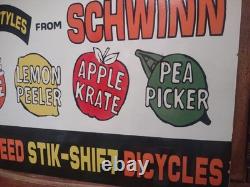 Rare Vintage Large Schwinn Bicycle Advertising 30'' Porcelain Sign