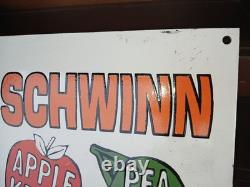 Rare Vintage Large Schwinn Bicycle Advertising Heavy Porcelain Enamel Sign