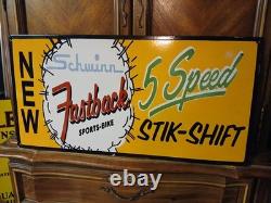 Rare Vintage Large Schwinn Bicycle Advertising Heavy Porcelain Metal Sign