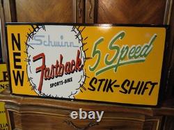 Rare Vintage Large Schwinn Bicycle Advertising Heavy Porcelain Metal Sign