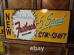 Rare Vintage Large Schwinn Bicycle Advertising Heavy Porcelain Metal Sign