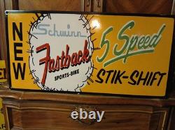 Rare Vintage Large Schwinn Bicycle Advertising Heavy Porcelain Metal Sign