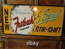 Rare Vintage Large Schwinn Bicycle Advertising Heavy Porcelain Metal Sign