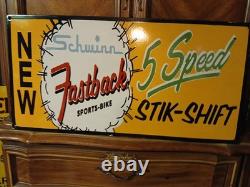 Rare Vintage Large Schwinn Bicycle Advertising Heavy Porcelain Metal Sign