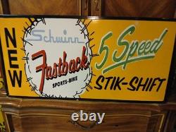 Rare Vintage Large Schwinn Bicycle Advertising Heavy Porcelain Metal Sign