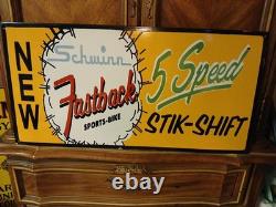 Rare Vintage Large Schwinn Bicycle Advertising Heavy Porcelain Metal Sign