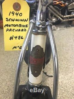 SCHWINN 1940 MOTORBIKE PACKARD Bicycle -Antique Vintage