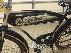 SCHWINN 1940 MOTORBIKE PACKARD Bicycle -Antique Vintage