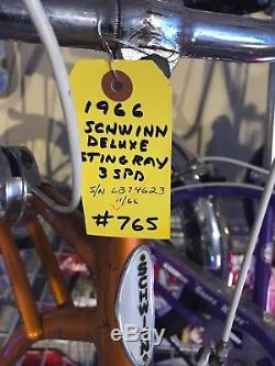 SCHWINN 1966 STINGRAY DELUXE 3 Speed -Antique Vintage Krate