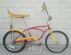 Schwinn 1979 Stingray Vintage Bicycle 20 3 Speed Red/Yellow