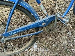 Schwinn American Blue Mens Bicycle Bloomington Indiana Bike Tag Howard Chevy Vtg