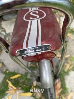 Schwinn Apple Krate Sting-Ray 20 in Cruiser Bike Red/Silver Steel Frame Vintage