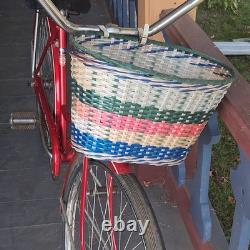 Schwinn Breeze 1971 Vintage Cruiser Bike 26 Red With Woven Badket & Speedster