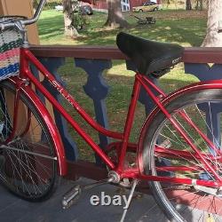 Schwinn Breeze 1971 Vintage Cruiser Bike 26 Red With Woven Badket & Speedster