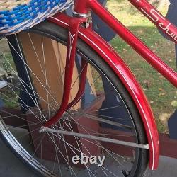 Schwinn Breeze 1971 Vintage Cruiser Bike 26 Red With Woven Badket & Speedster