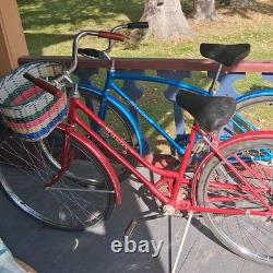 Schwinn Breeze 1971 Vintage Cruiser Bike 26 Red With Woven Badket & Speedster