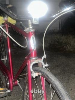 Schwinn Red Vintage Complete Bike with Rear Rack, Yellow Bag, Classic Design