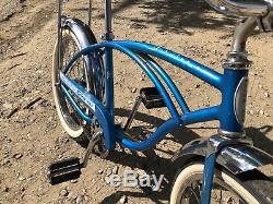 Schwinn Stingray Deluxe 1965 Vintage Nice Original Blue Bicycle USA Tires
