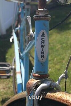 Schwinn Twinn Deluxe Tandem For Two Bicycle Vintage Blue Bike With Rear Rack