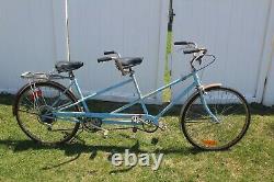 Schwinn Twinn Deluxe Tandem For Two Bicycle Vintage Blue Bike With Rear Rack