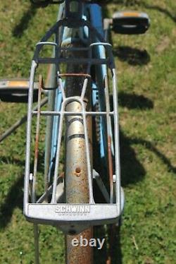 Schwinn Twinn Deluxe Tandem For Two Bicycle Vintage Blue Bike With Rear Rack