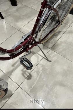 Schwinn Vintage Cruiser Bike Red Chrome Steel Coaster Brake Headlamp Rack