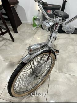 Schwinn Vintage Cruiser Bike Red Chrome Steel Coaster Brake Headlamp Rack