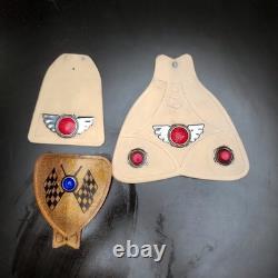 Schwinn Vintage Mudflaps Lot 3 Jeweled 50s 60s Winged+Checkered Flag Bike Schwinn Vintage Mudflaps Lot 3 Jeweled 50s 60s Winged+Checkered Flag Bike