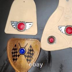 Schwinn Vintage Mudflaps Lot 3 Jeweled 50s 60s Winged+Checkered Flag Bike Schwinn Vintage Mudflaps Lot 3 Jeweled 50s 60s Winged+Checkered Flag Bike