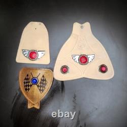 Schwinn Vintage Mudflaps Lot 3 Jeweled 50s 60s Winged+Checkered Flag Bike Schwinn Vintage Mudflaps Lot 3 Jeweled 50s 60s Winged+Checkered Flag Bike