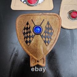 Schwinn Vintage Mudflaps Lot 3 Jeweled 50s 60s Winged+Checkered Flag Bike Schwinn Vintage Mudflaps Lot 3 Jeweled 50s 60s Winged+Checkered Flag Bike